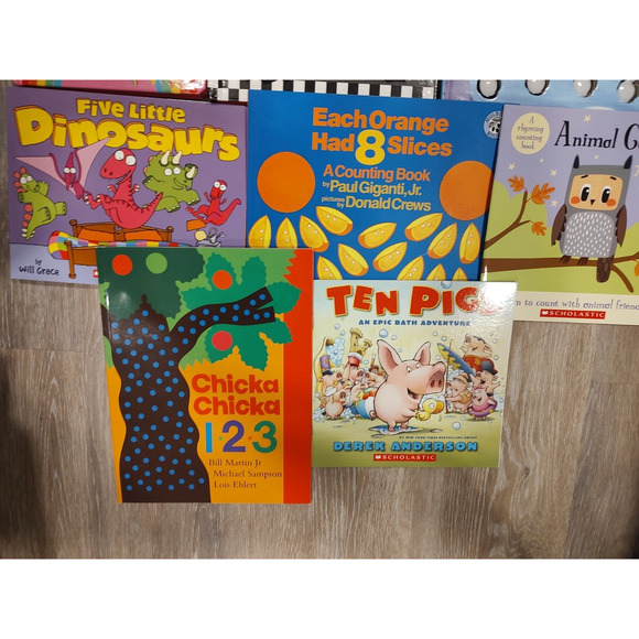 Preschool Math Counting Book Lot 8 Unicorns Cars Penguins Dinosaurs Animals - Picture 4 of 4
